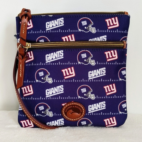 Dooney & Bourke NY Giants Licensed NFL Nylon Double Zip Crossbody Blue Red NWT - Picture 1 of 16